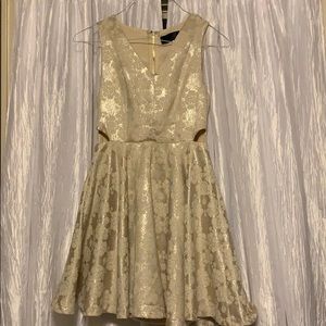 Blue Rain - Gold Shimmer V-Neck Dress